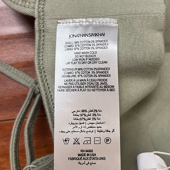 NWT JONATHAN SIMKHAI Sage Waffle Knit Sleeveless Triangle Bralette Crop Top XS - Picture 6 of 6